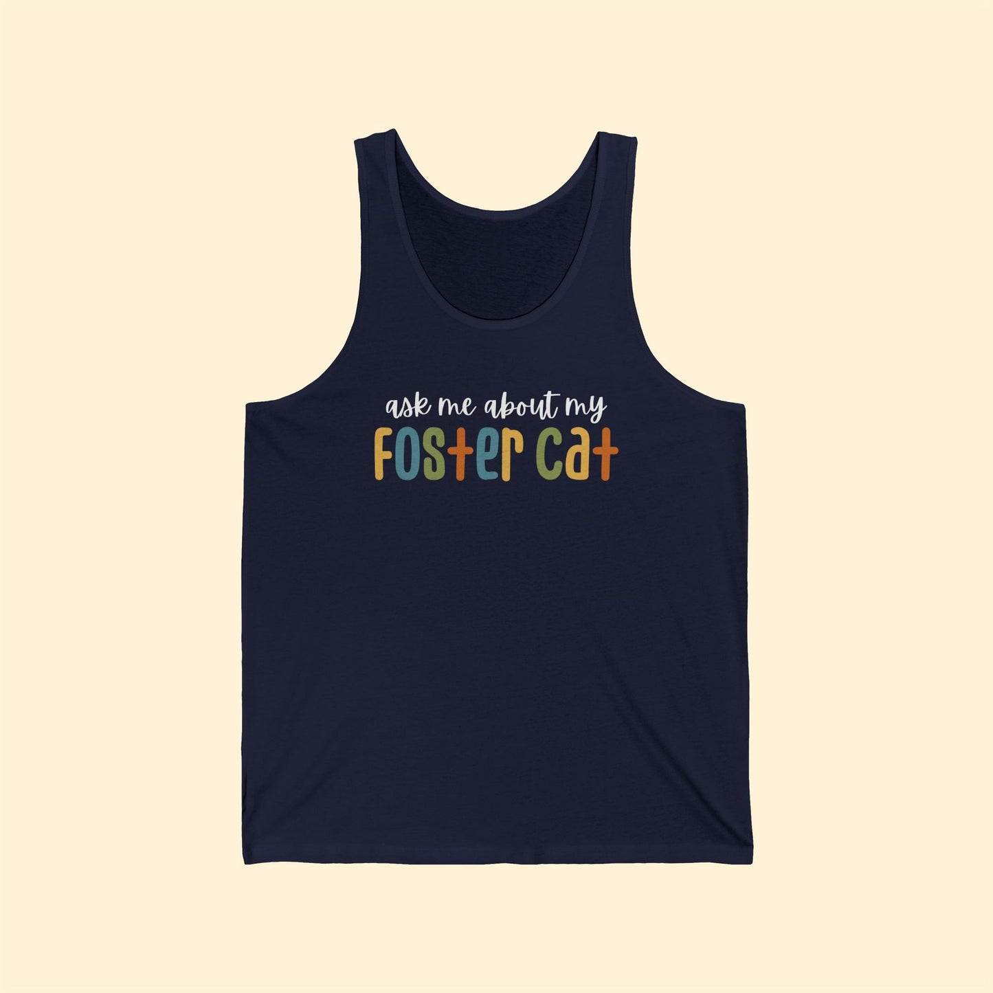 Ask Me About My Foster Cat - Retro Colors | Unisex Tank - Detezi Designs - 62053364089182840412