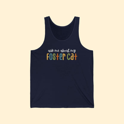 Ask Me About My Foster Cat - Retro Colors | Unisex Tank - Detezi Designs - 62053364089182840412