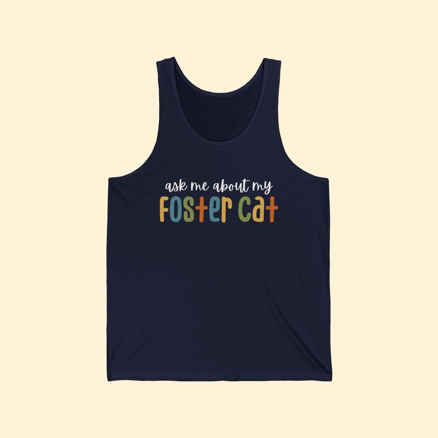 Ask Me About My Foster Cat - Retro Colors | Unisex Tank - Detezi Designs-94336010454326110418