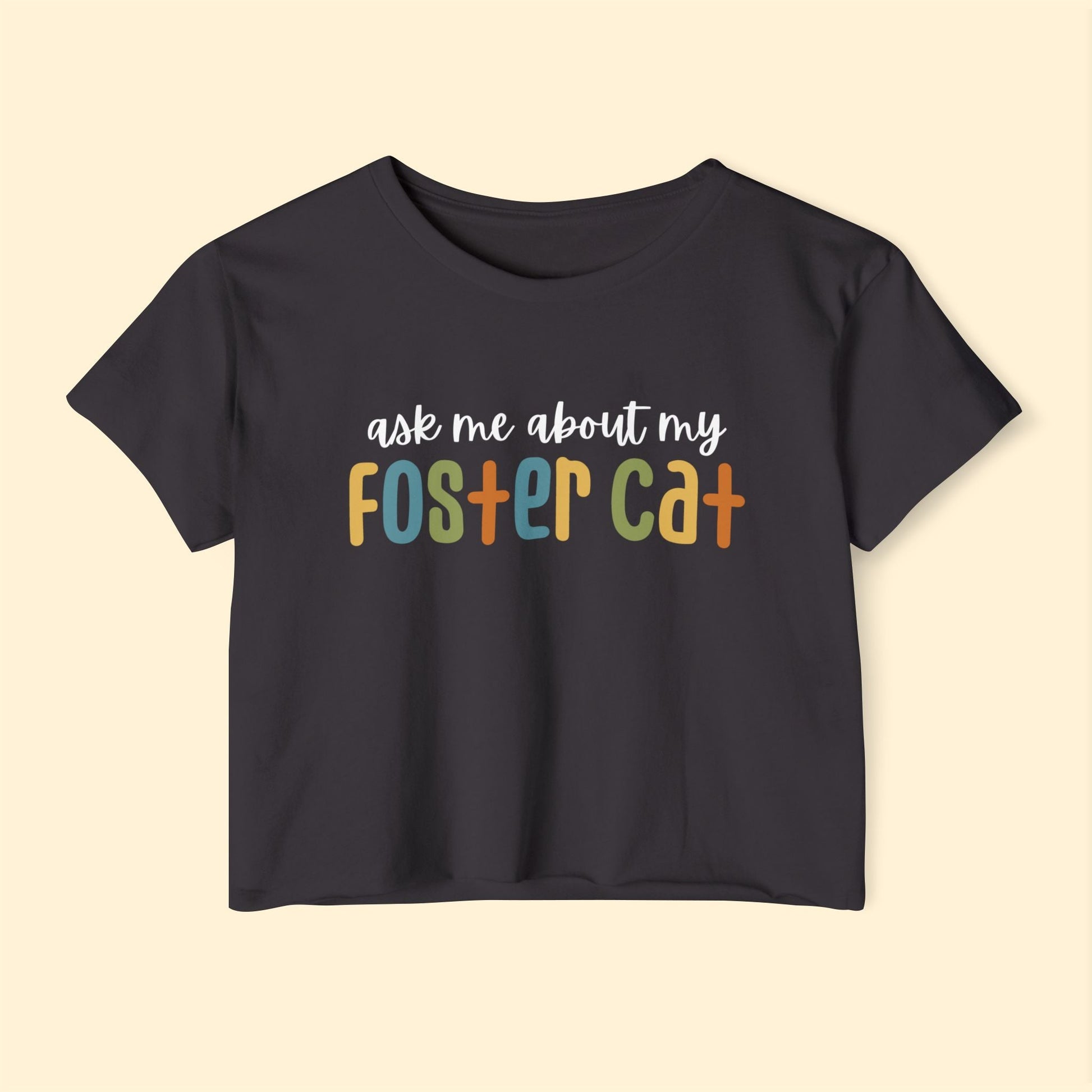 Ask Me About My Foster Cat | Retro Colors | Women's Festival Crop Top - Detezi Designs - 28083161818792076331