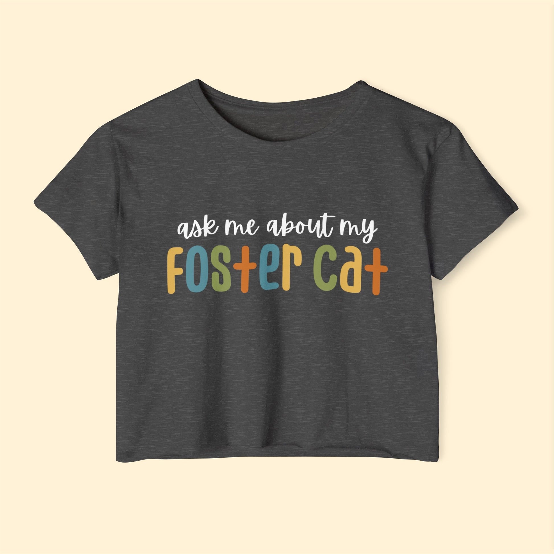 Ask Me About My Foster Cat | Retro Colors | Women's Festival Crop Top - Detezi Designs-28365016866040966940