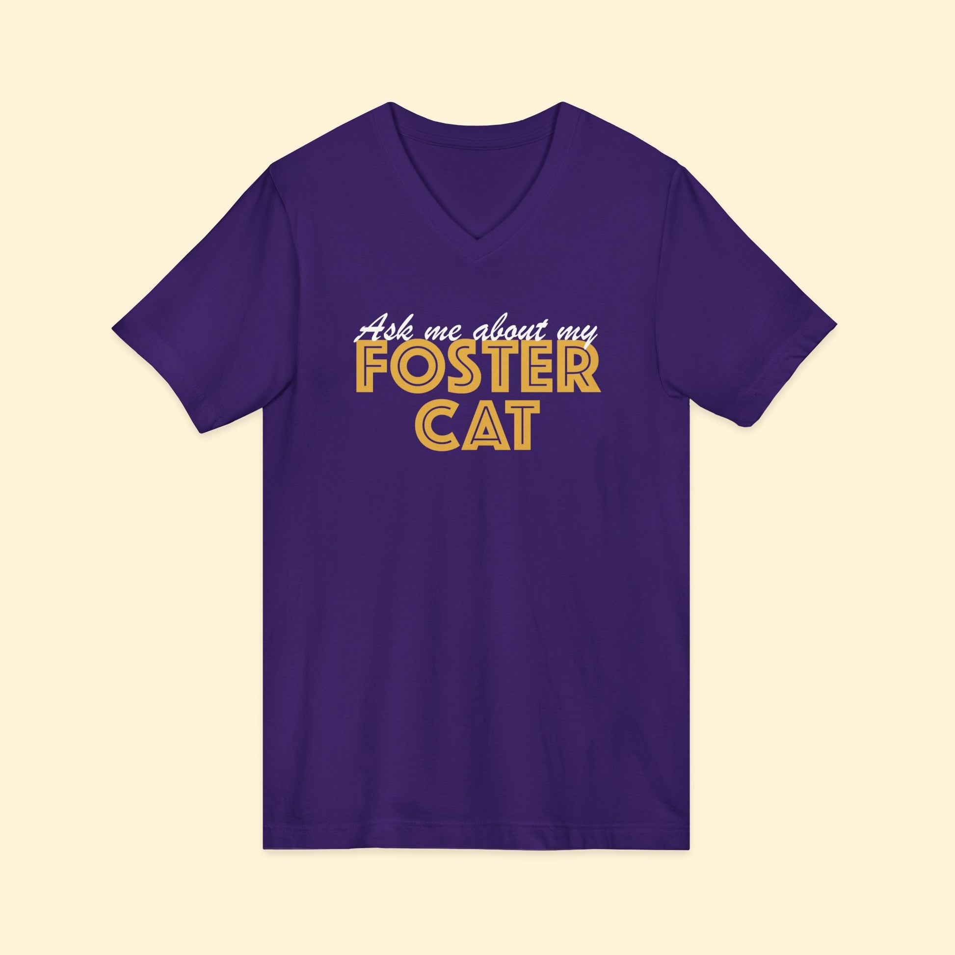 Ask Me About My Foster Cat | Unisex V - Neck Tee - Detezi Designs - 15211499964210536361
