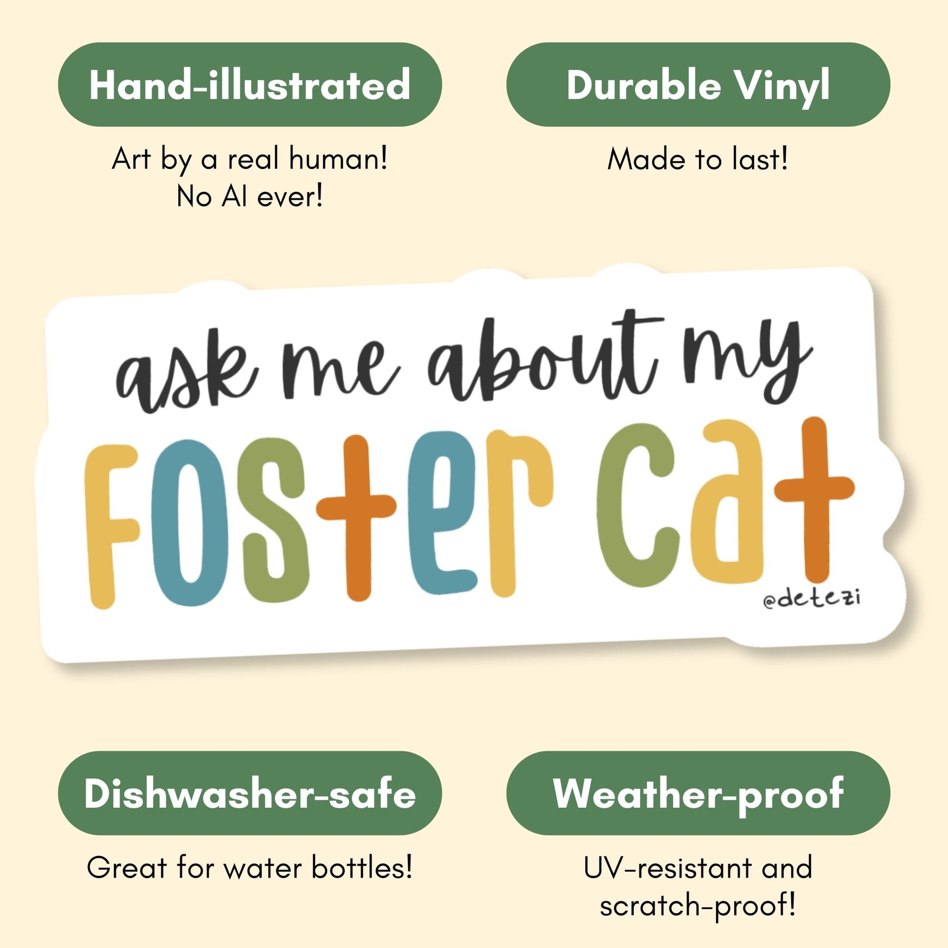 Ask Me About My Foster Cat | Vinyl Sticker - Detezi Designs-
