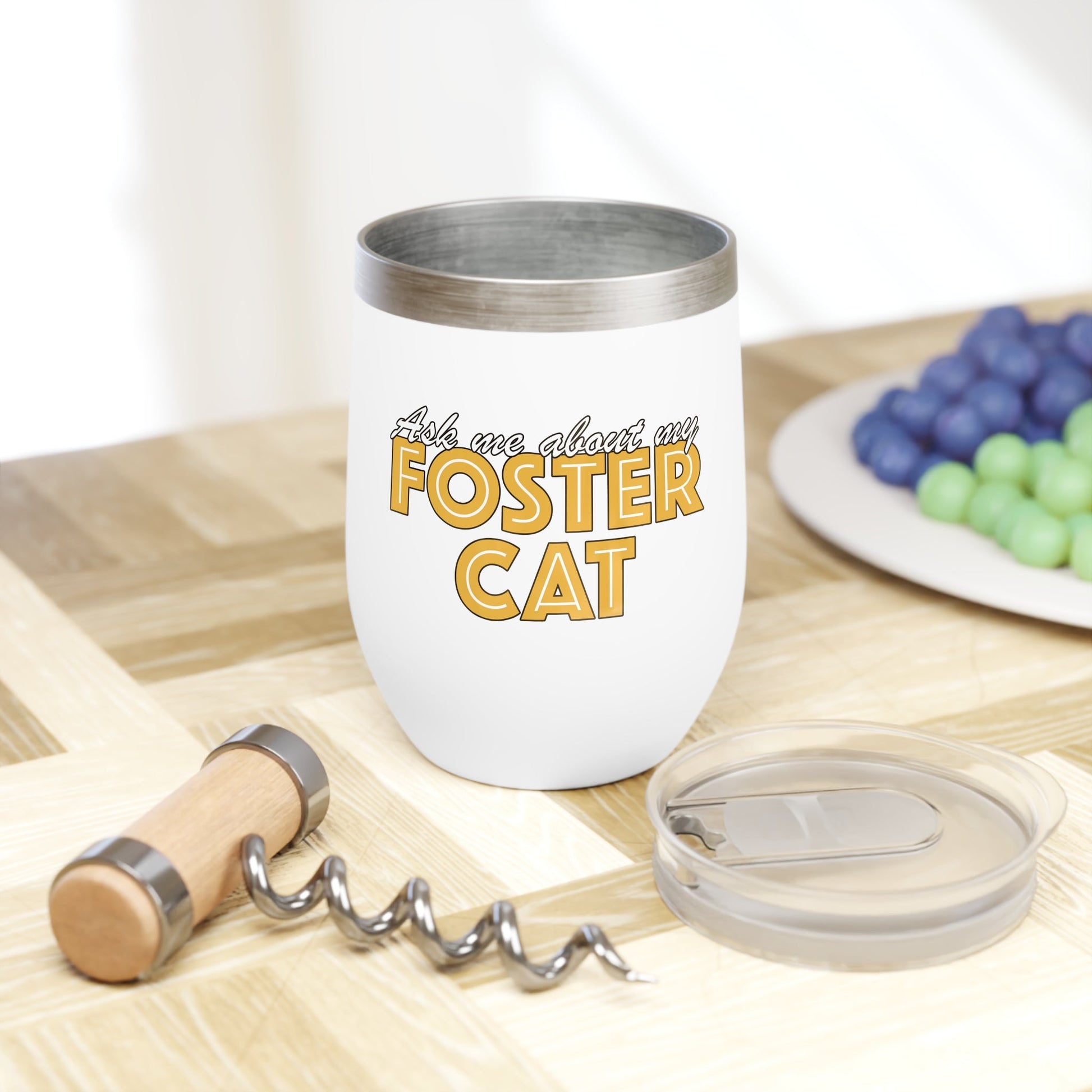 Ask Me About My Foster Cat | Wine Tumbler - Detezi Designs - 11310151223939836162