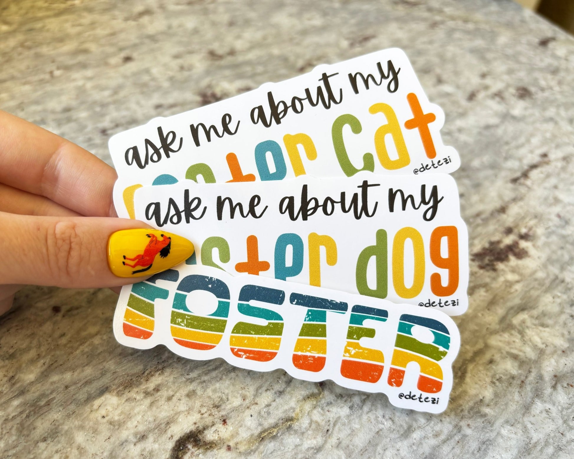 Ask Me About My Foster Dog | 4" Vinyl Sticker - Detezi Designs - 