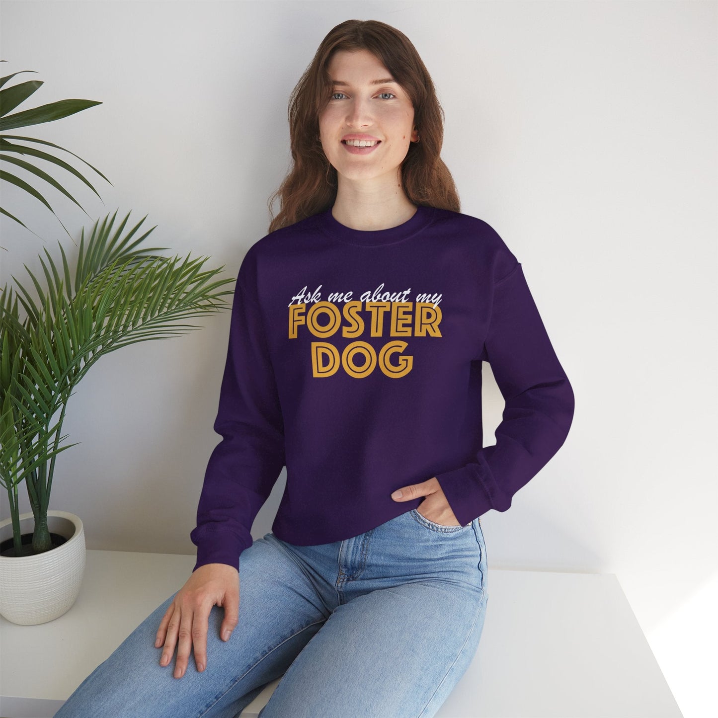 Ask Me About My Foster Dog | Crewneck Sweatshirt - Detezi Designs - 25401685454042284589