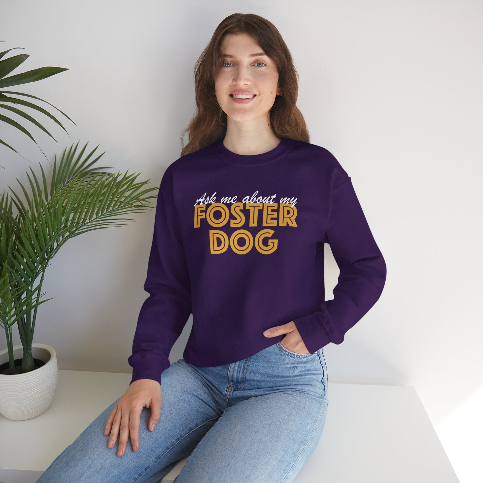 Ask Me About My Foster Dog | Crewneck Sweatshirt - Detezi Designs - 25401685454042284589