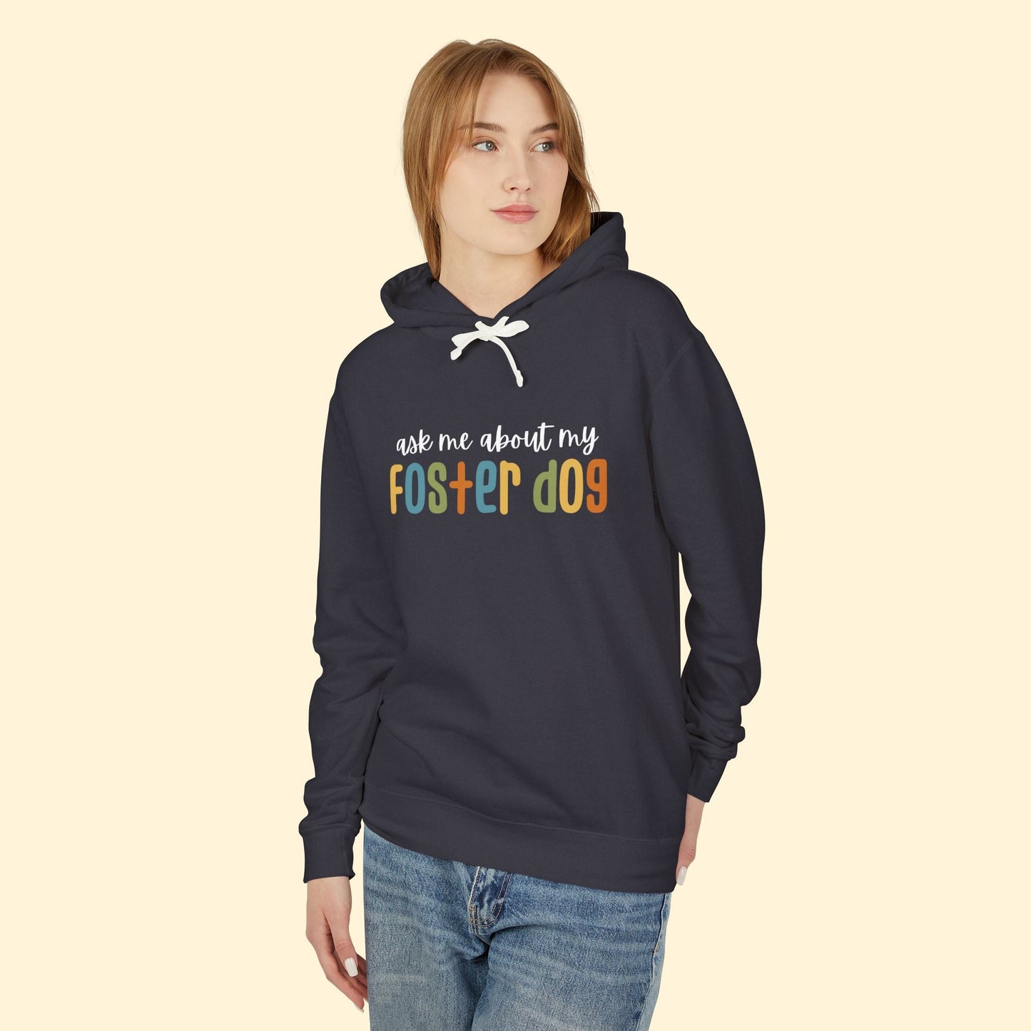 Ask Me About My Foster Dog | Lightweight Comfort Colors Hooded Sweatshirt - Detezi Designs - 20134956871929001565