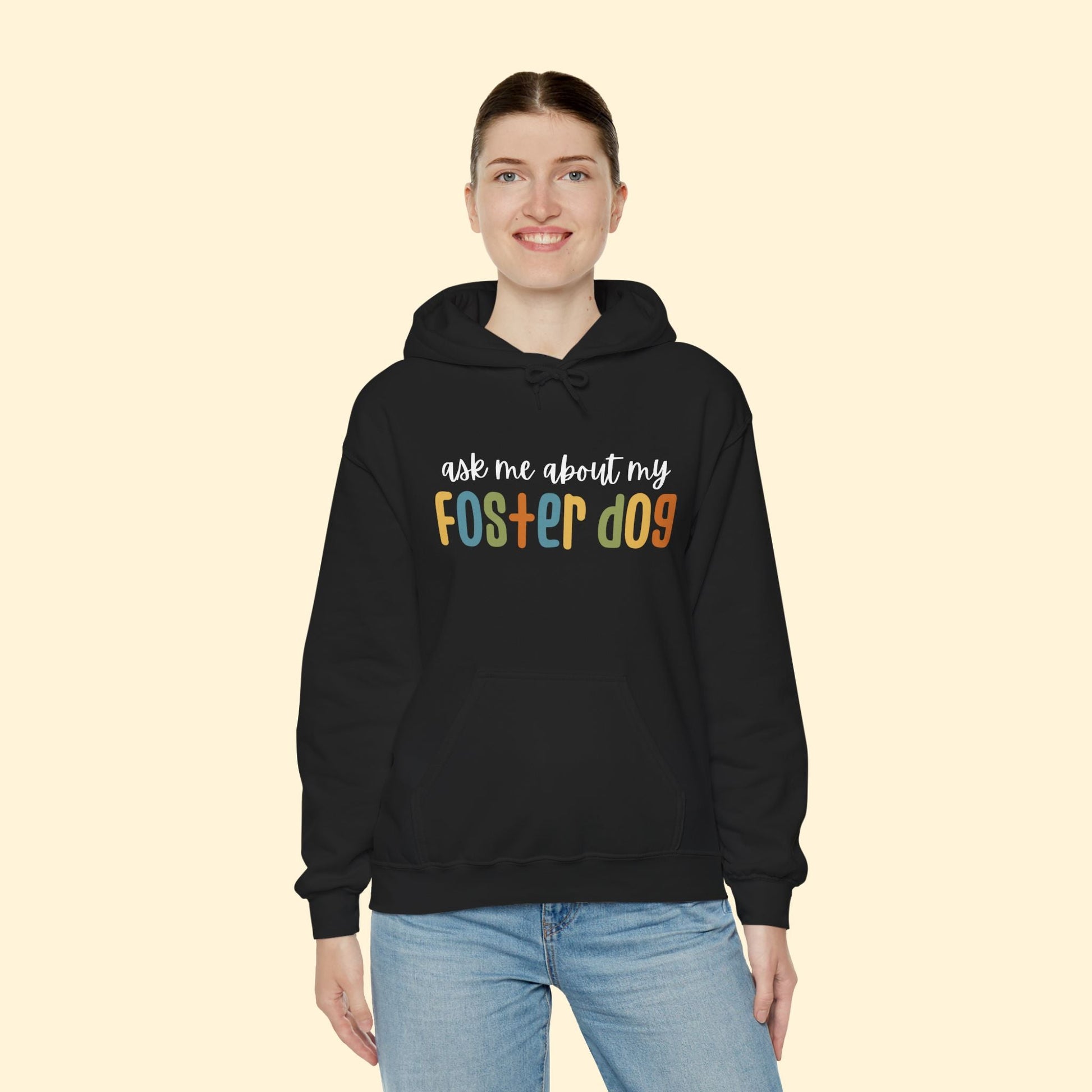 Ask Me About My Foster Dog - Retro Colors | Hooded Sweatshirt - Detezi Designs - 19049538618210994755