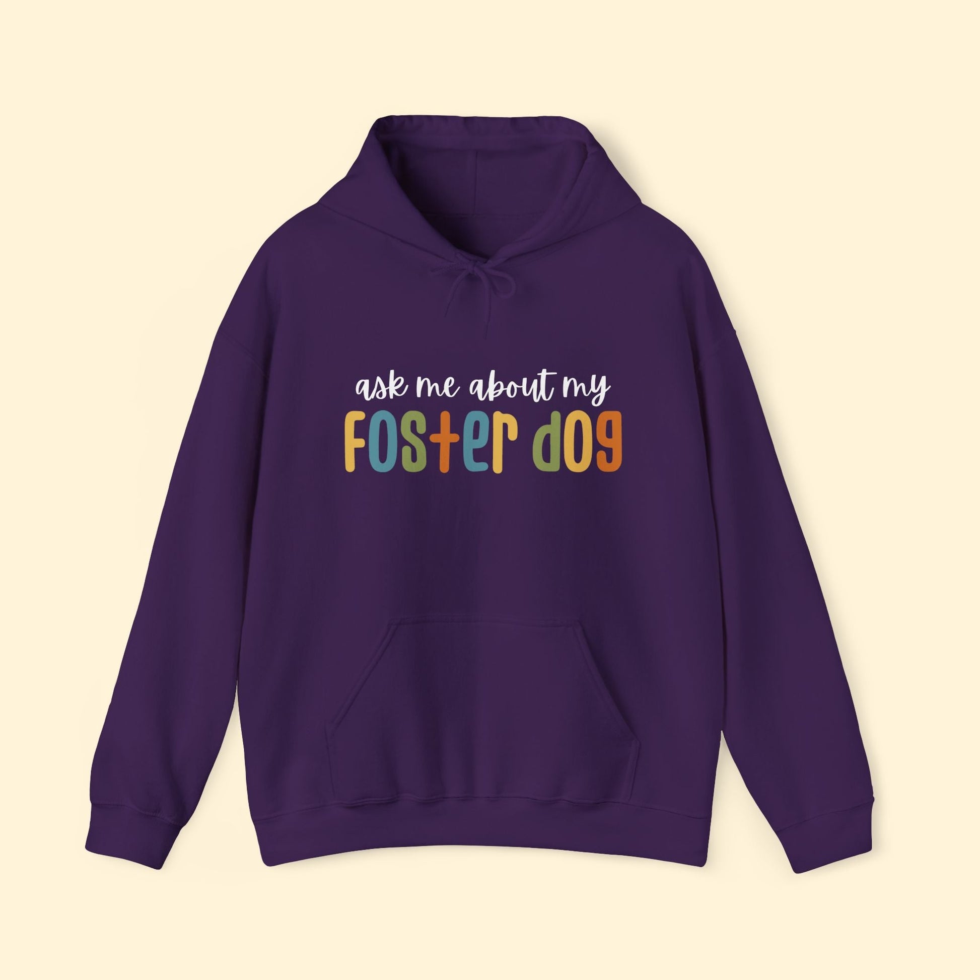 Ask Me About My Foster Dog - Retro Colors | Hooded Sweatshirt - Detezi Designs - 23751588486830055808