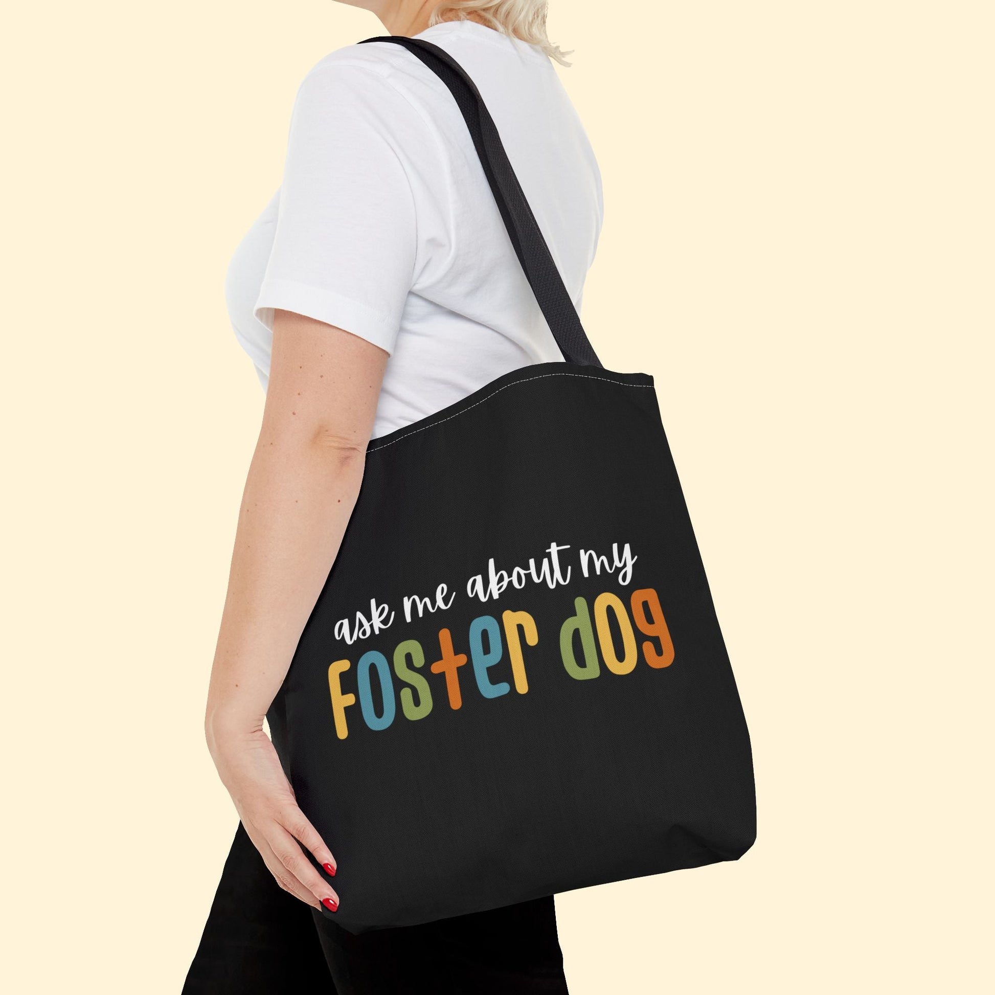 Ask Me About My Foster Dog - Retro Colors | Tote Bag - Detezi Designs - 31958754966329717156