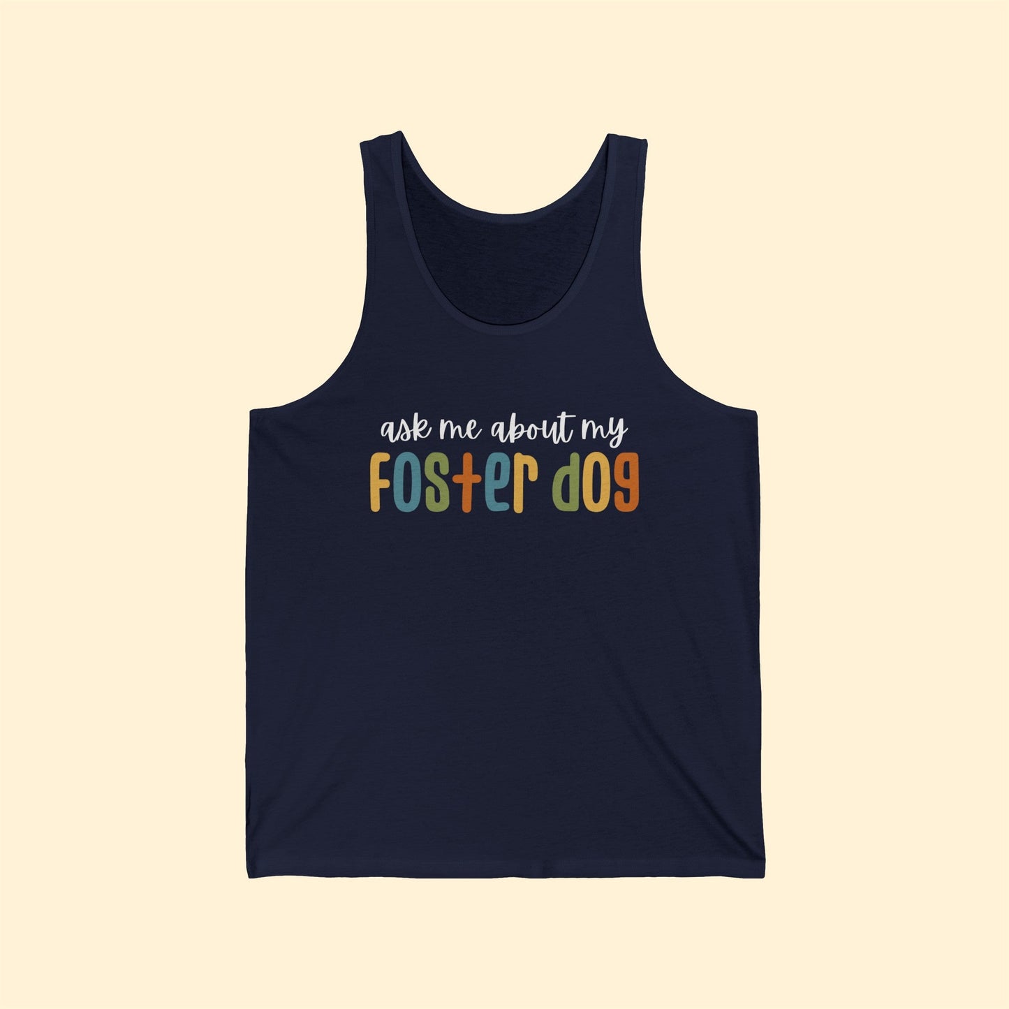 Ask Me About My Foster Dog - Retro Colors | Unisex Tank - Detezi Designs-18984663156344365757