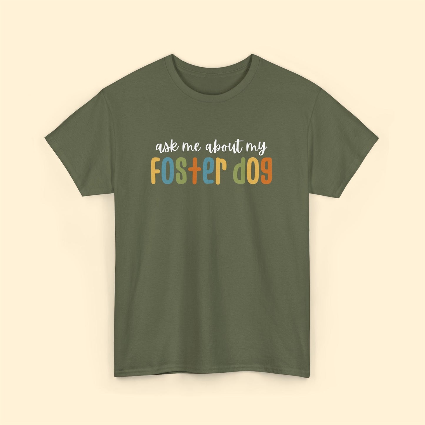 Ask Me About My Foster Dog - Retro Colors | Unisex Tee - Detezi Designs - 10335307671369377214
