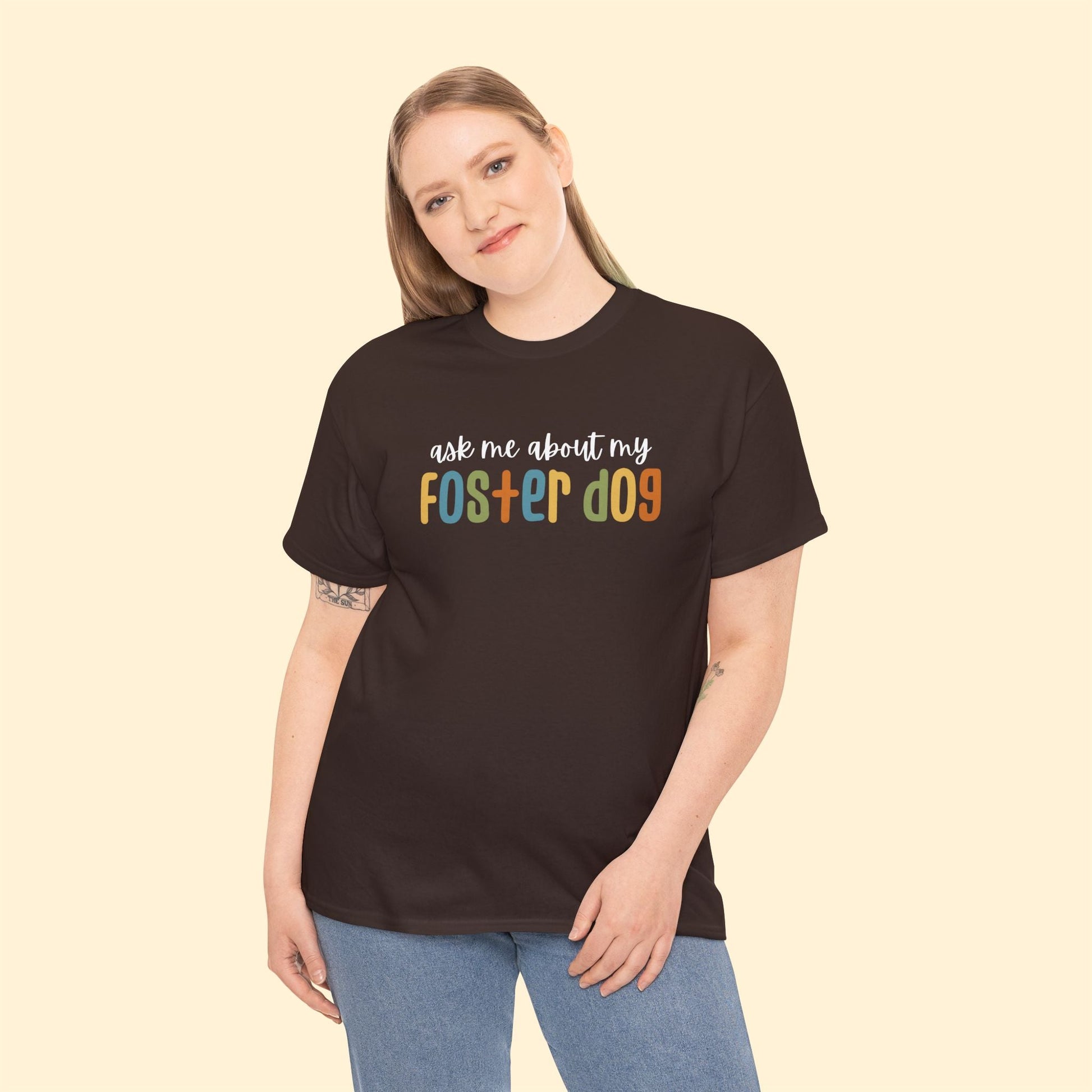 Ask Me About My Foster Dog - Retro Colors | Unisex Tee - Detezi Designs - 28370297055552566624