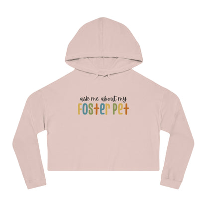 Ask Me About My Foster Pet | Retro Colors | Cropped Hooded Sweatshirt - Detezi Designs - 27850357848577097361