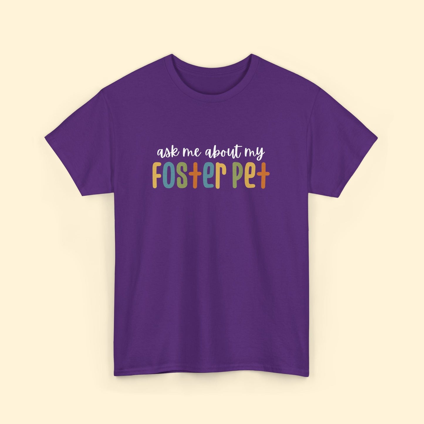 Ask Me About My Foster Pet - Retro Colors | Text Tees - Detezi Designs - 12269775593660527087