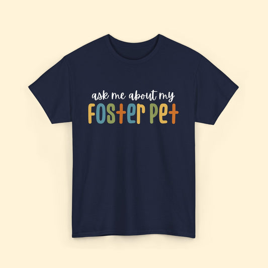 Ask Me About My Foster Pet - Retro Colors | Text Tees - Detezi Designs - 25660268846926976407