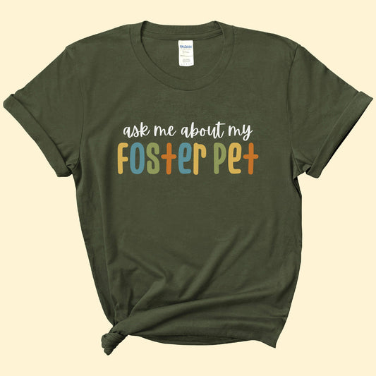 Ask Me About My Foster Pet - Retro Colors | Text Tees - Detezi Designs-29497605034400075511