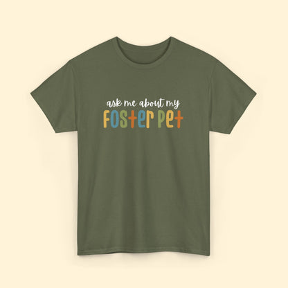 Ask Me About My Foster Pet - Retro Colors | Text Tees - Detezi Designs - 33393443889531017964