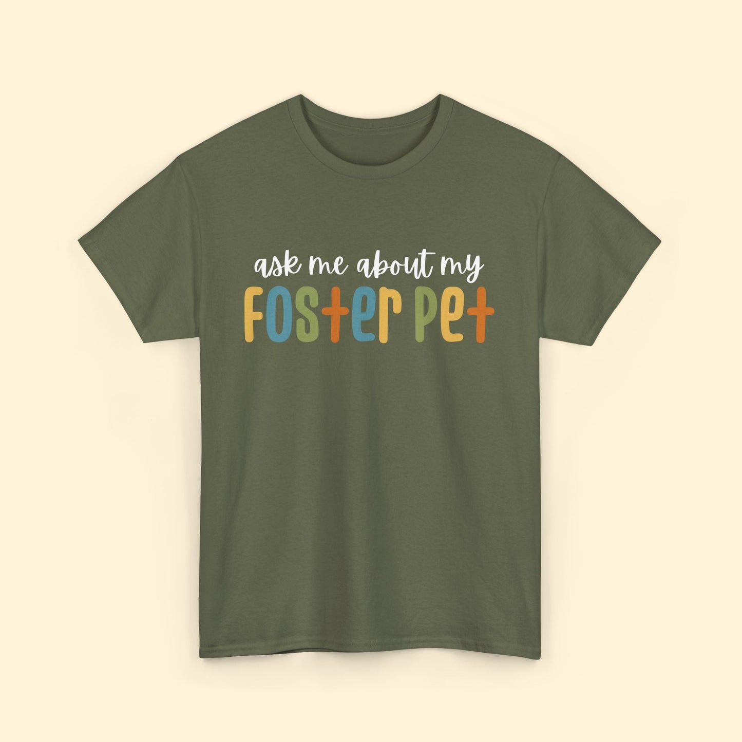 Ask Me About My Foster Pet - Retro Colors | Text Tees - Detezi Designs - 73173901019257775085