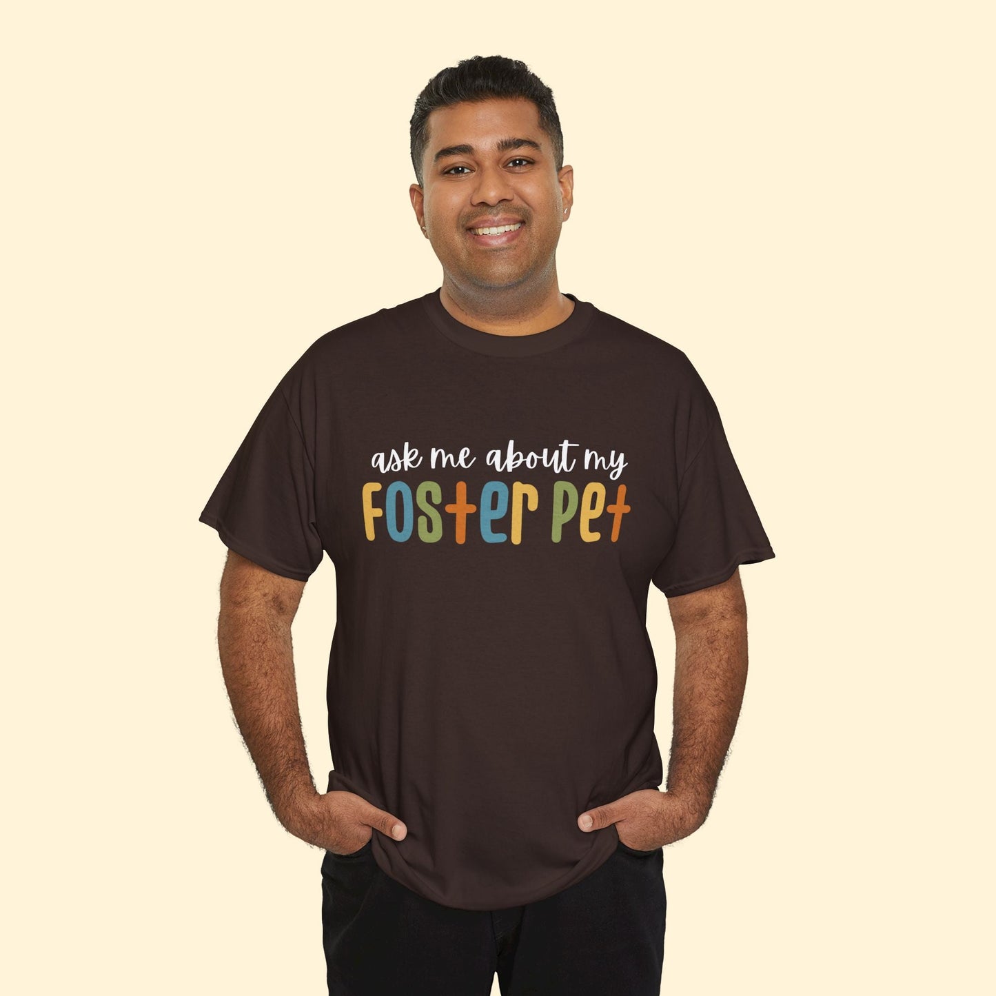 Ask Me About My Foster Pet - Retro Colors | Text Tees - Detezi Designs - 73173901019257775085