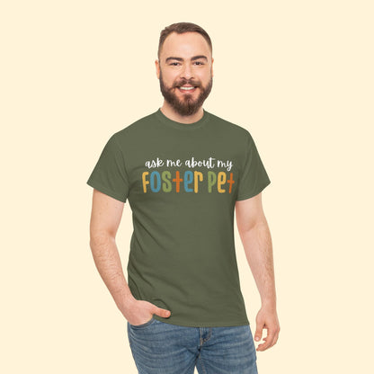 Ask Me About My Foster Pet - Retro Colors | Text Tees - Detezi Designs - 73173901019257775085