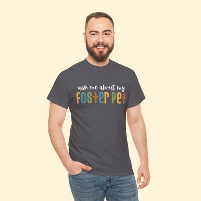 Ask Me About My Foster Pet - Retro Colors | Text Tees - Detezi Designs - 73173901019257775085