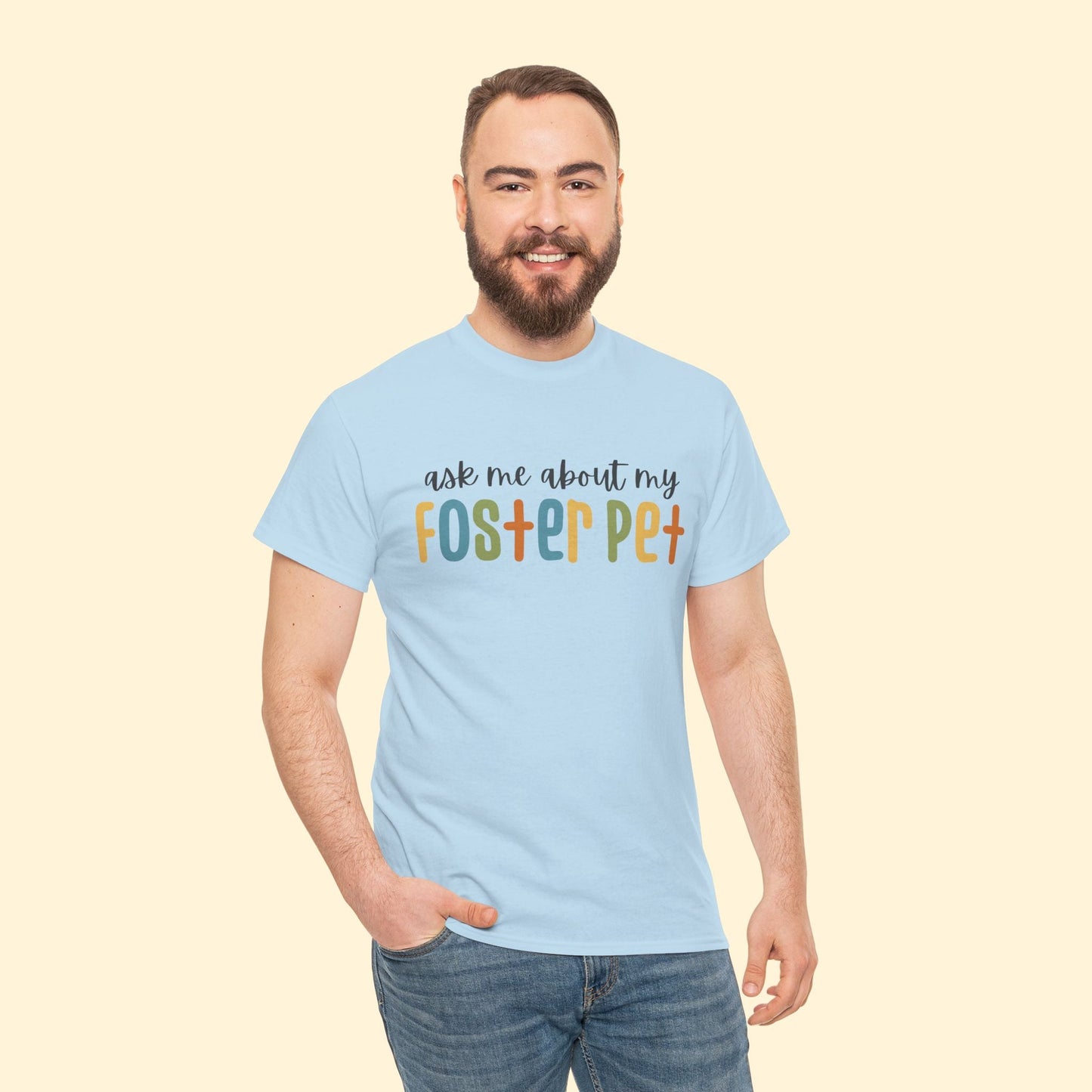 Ask Me About My Foster Pet - Retro Colors | Text Tees - Detezi Designs - 73173901019257775085