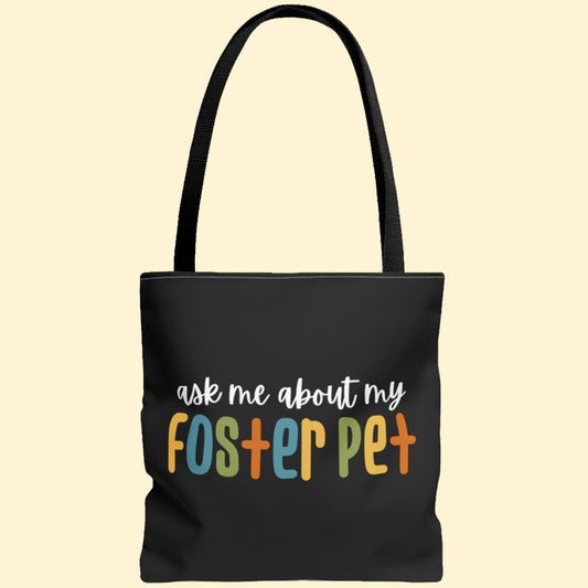 Ask Me About My Foster Pet - Retro Colors | Tote Bag - Detezi Designs-32866475186265197716