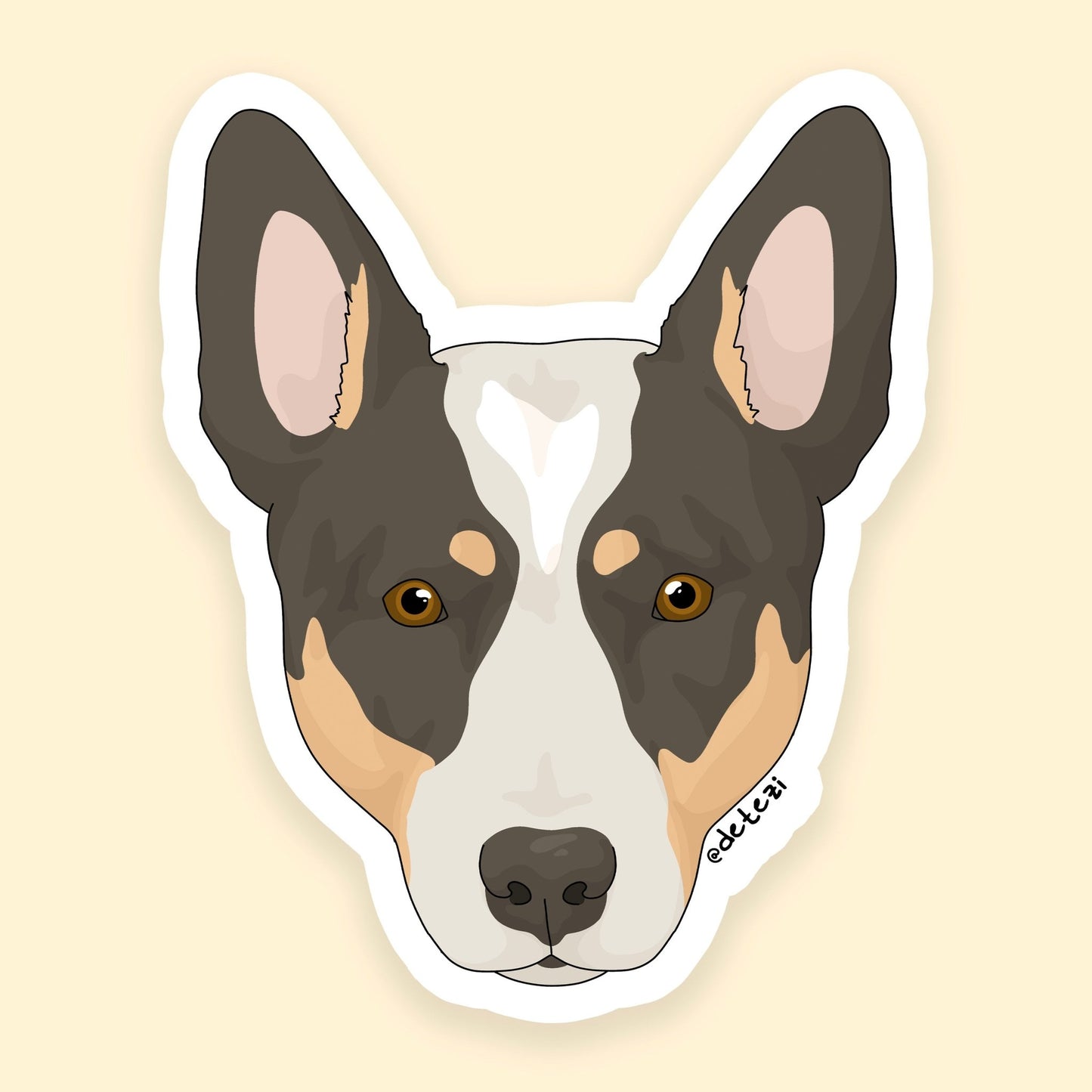 Australian Cattle Dog | Face Illustration | 3" Vinyl Sticker - Detezi Designs - 