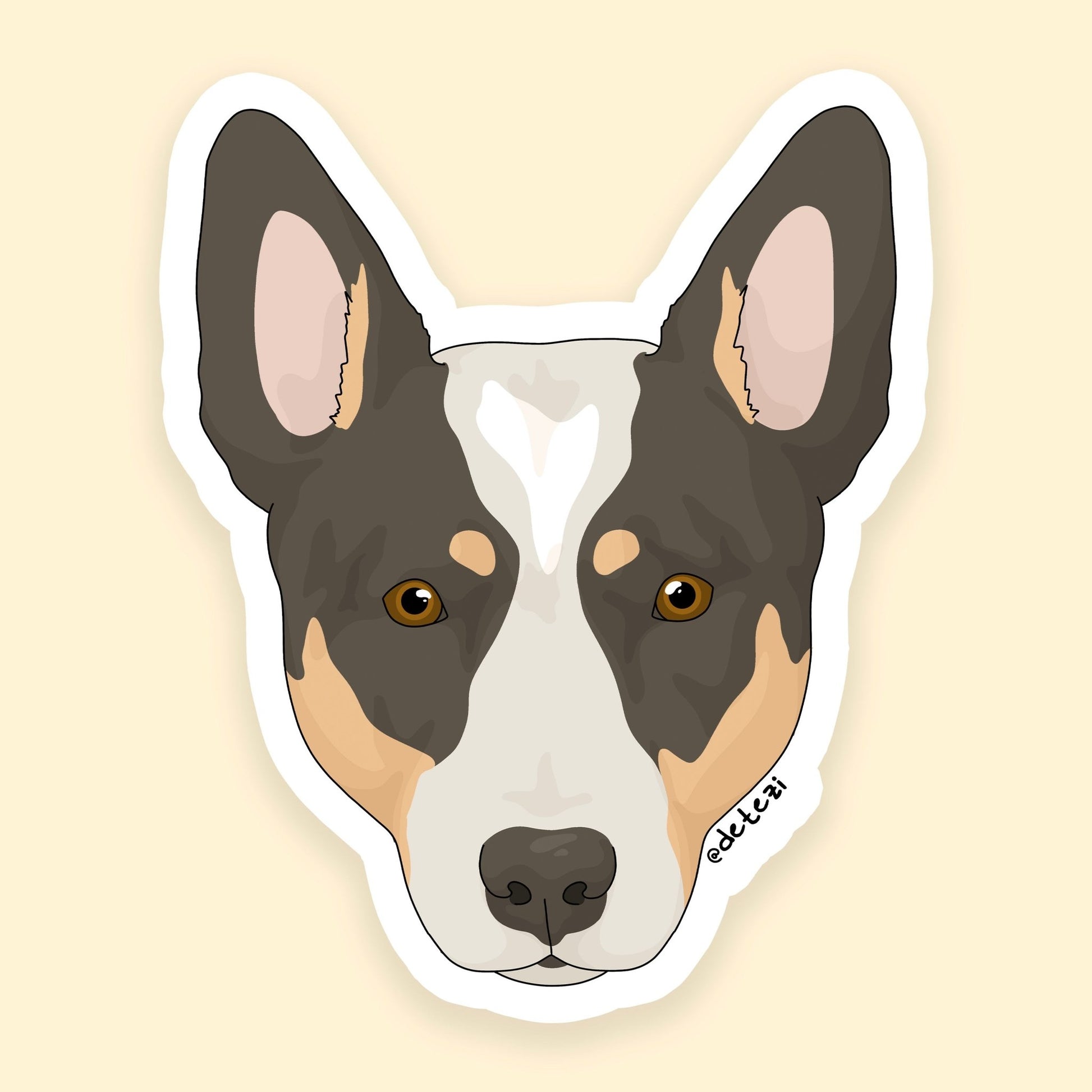 Australian Cattle Dog | Face Illustration | 3" Vinyl Sticker - Detezi Designs - 