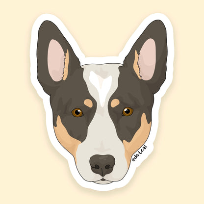 Australian Cattle Dog | Face Illustration | 3" Vinyl Sticker - Detezi Designs - 