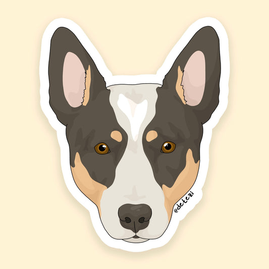Australian Cattle Dog | Face Illustration | 3" Vinyl Sticker - Detezi Designs - 