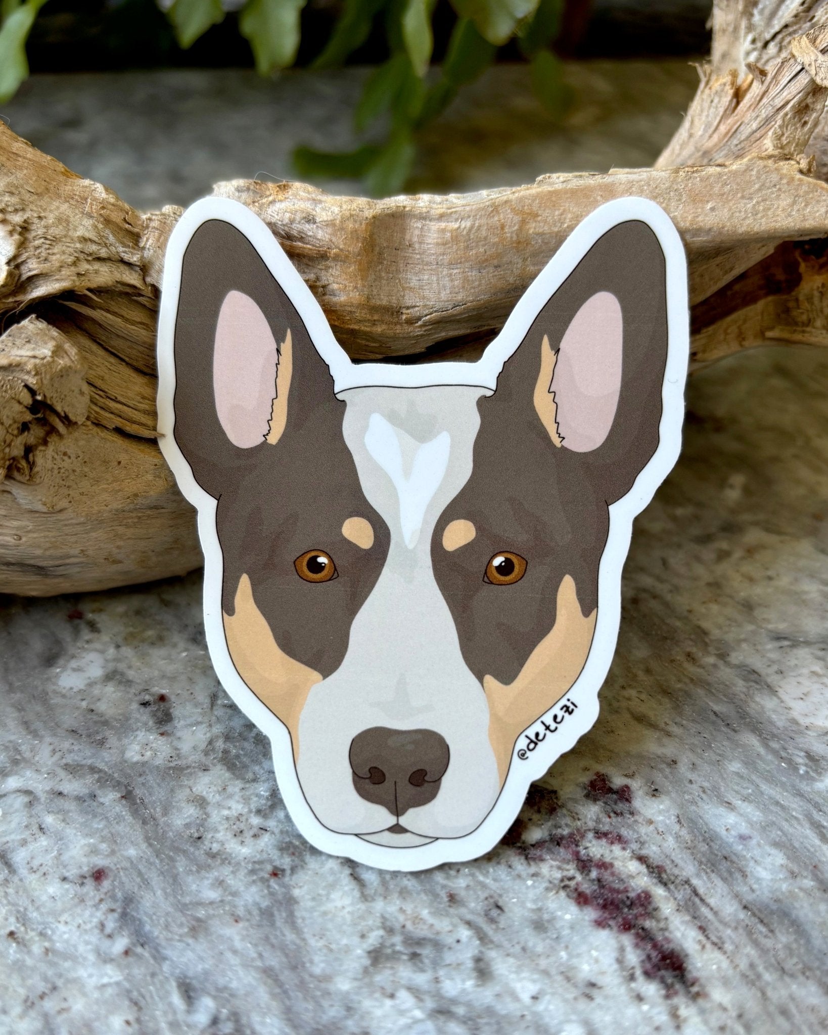 Australian Cattle Dog | Face Illustration | 3" Vinyl Sticker - Detezi Designs - 