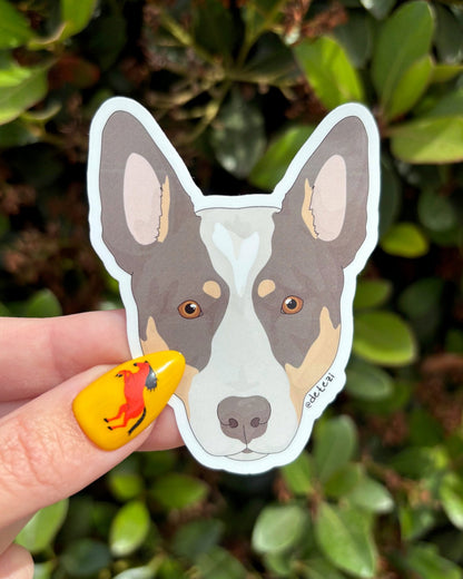 Australian Cattle Dog | Face Illustration | Vinyl Sticker - Detezi Designs - 