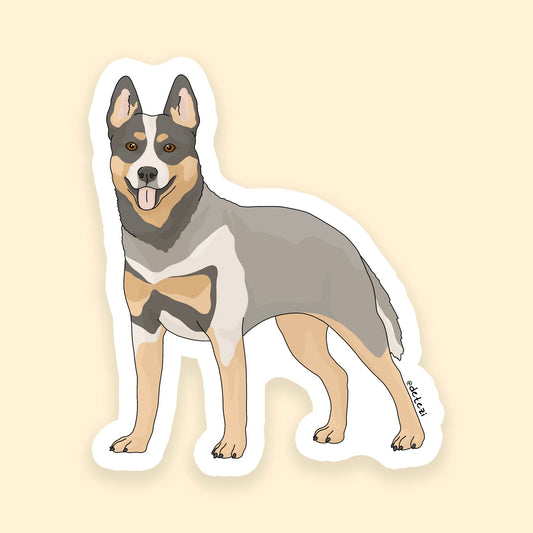 Australian Cattle Dog | Full Body Illustration | 3" Vinyl Sticker - Detezi Designs - 