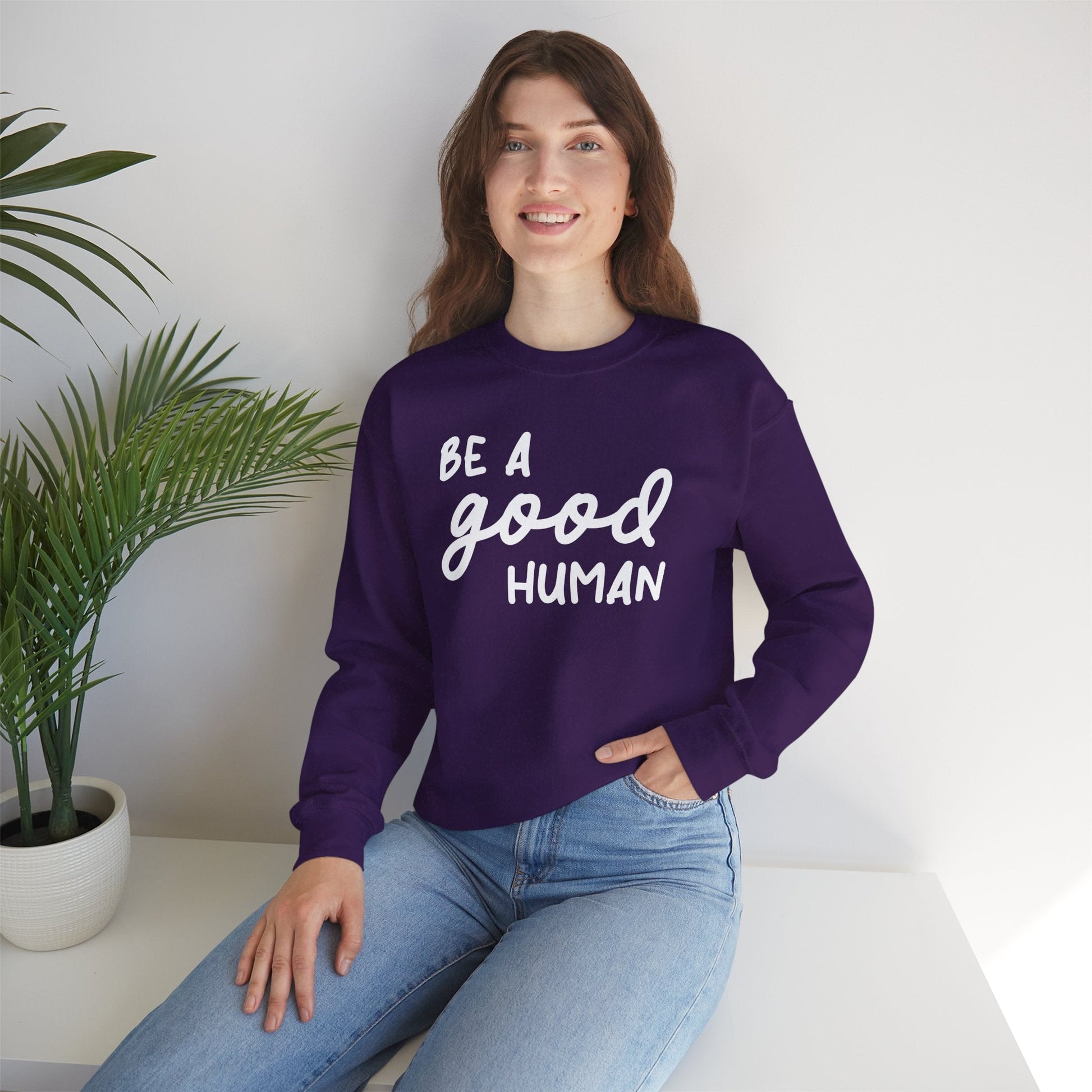 Be A Good Human | Crewneck Sweatshirt - Detezi Designs - 20787411562705017220