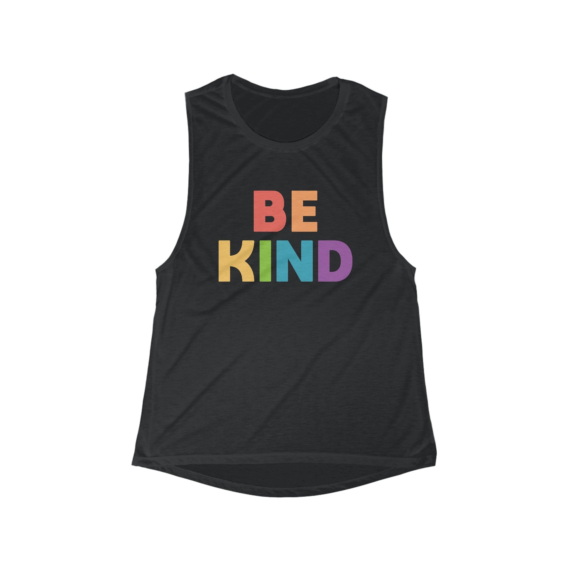 Be Kind Rainbow | Women's Flowy Scoop Muscle Tank - Detezi Designs-21510274120946795142