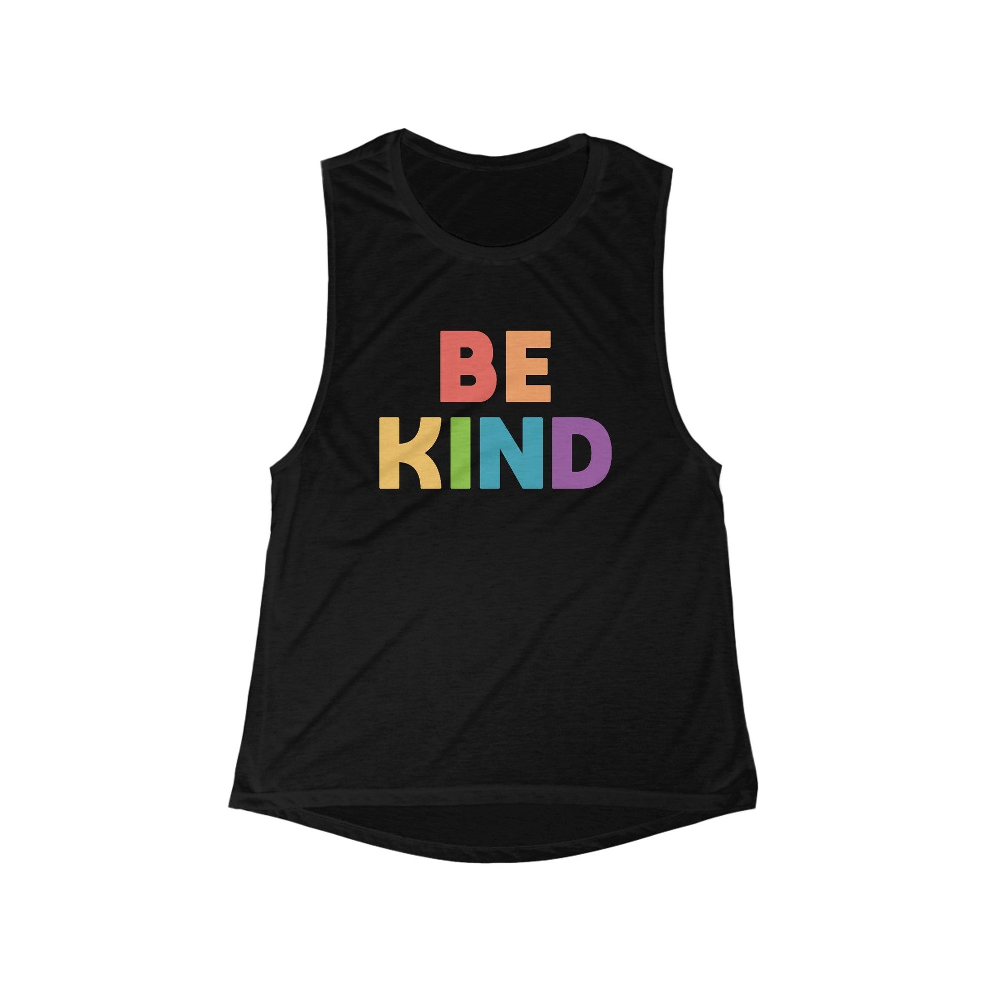 Be Kind Rainbow | Women's Flowy Scoop Muscle Tank - Detezi Designs-21584473127433645591