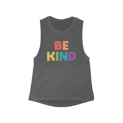 Be Kind Rainbow | Women's Flowy Scoop Muscle Tank - Detezi Designs-35661116731780600452