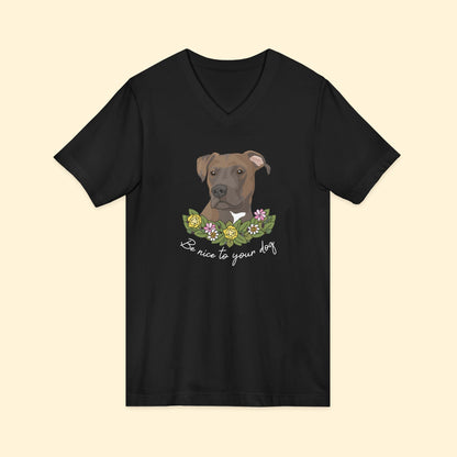 Be Nice to You Dog | Unisex V - Neck Tee - Detezi Designs - 20694344108293950397