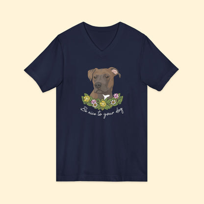 Be Nice to You Dog | Unisex V - Neck Tee - Detezi Designs - 23908111131301130898