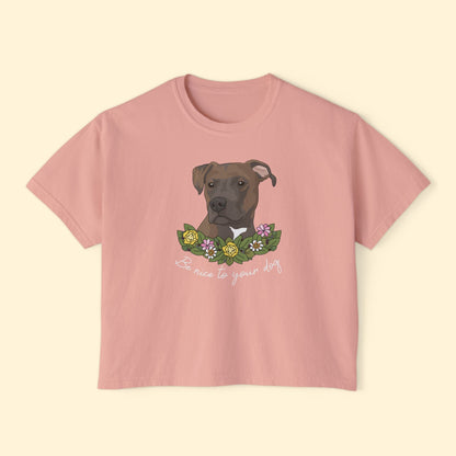 Be Nice To Your Dog | Comfort Colors Boxy Tee - Detezi Designs - 13379658486720677263