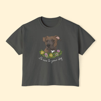 Be Nice To Your Dog | Comfort Colors Boxy Tee - Detezi Designs - 20425402314662953109