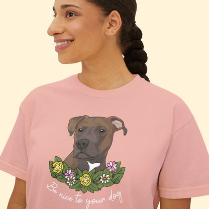 Be Nice To Your Dog | Comfort Colors Boxy Tee - Detezi Designs - 31195781919140167569