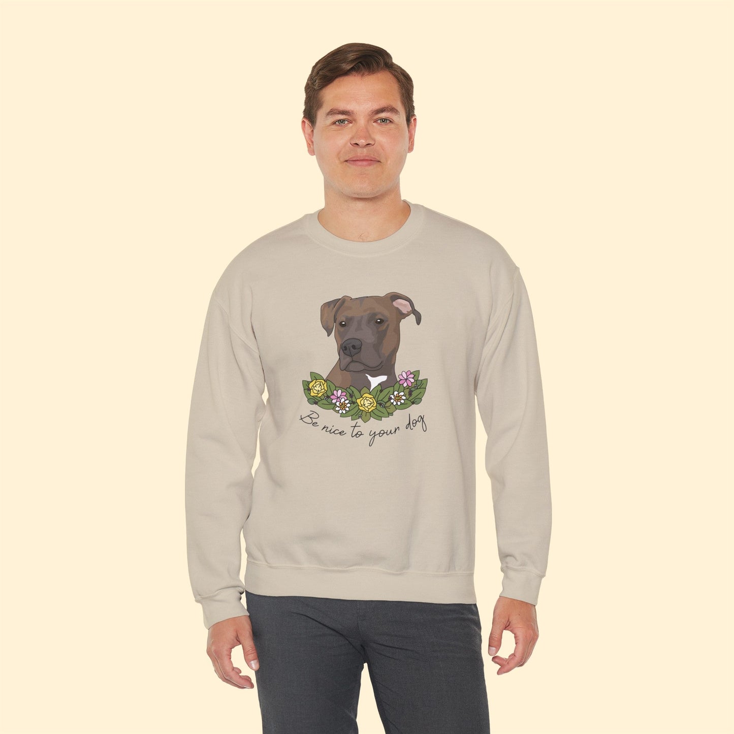 Be Nice to Your Dog | Crewneck Sweatshirt - Detezi Designs-53114851598401908963