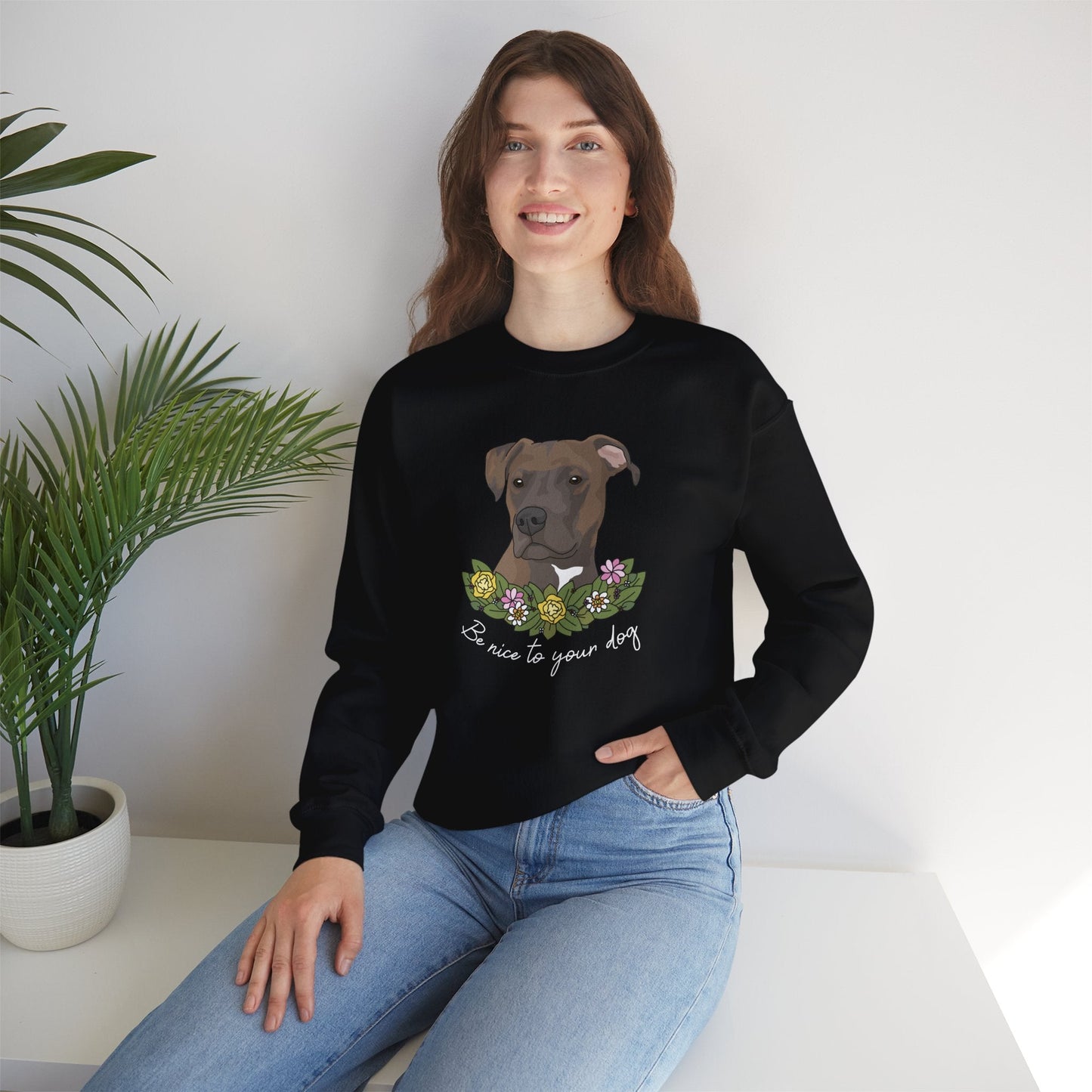 Be Nice to Your Dog | Crewneck Sweatshirt - Detezi Designs-53114851598401908963