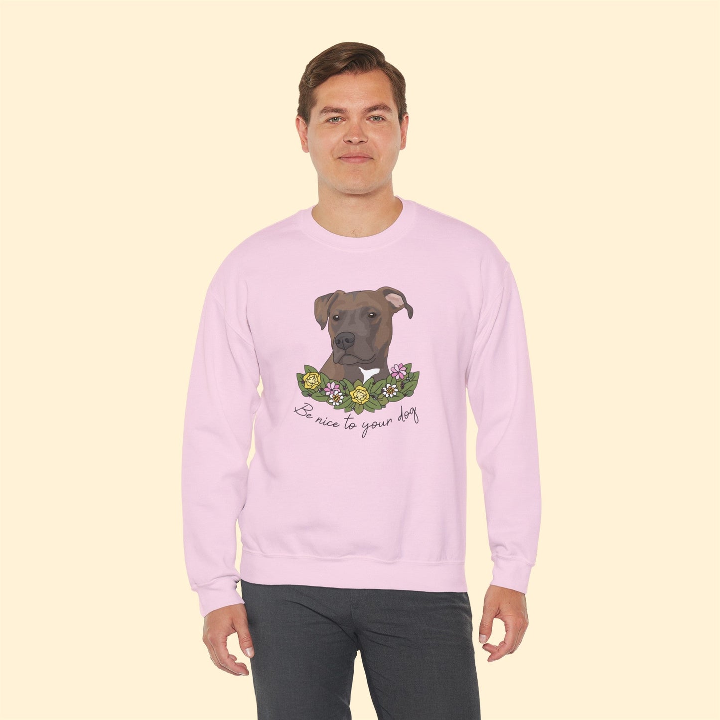 Be Nice to Your Dog | Crewneck Sweatshirt - Detezi Designs-53114851598401908963