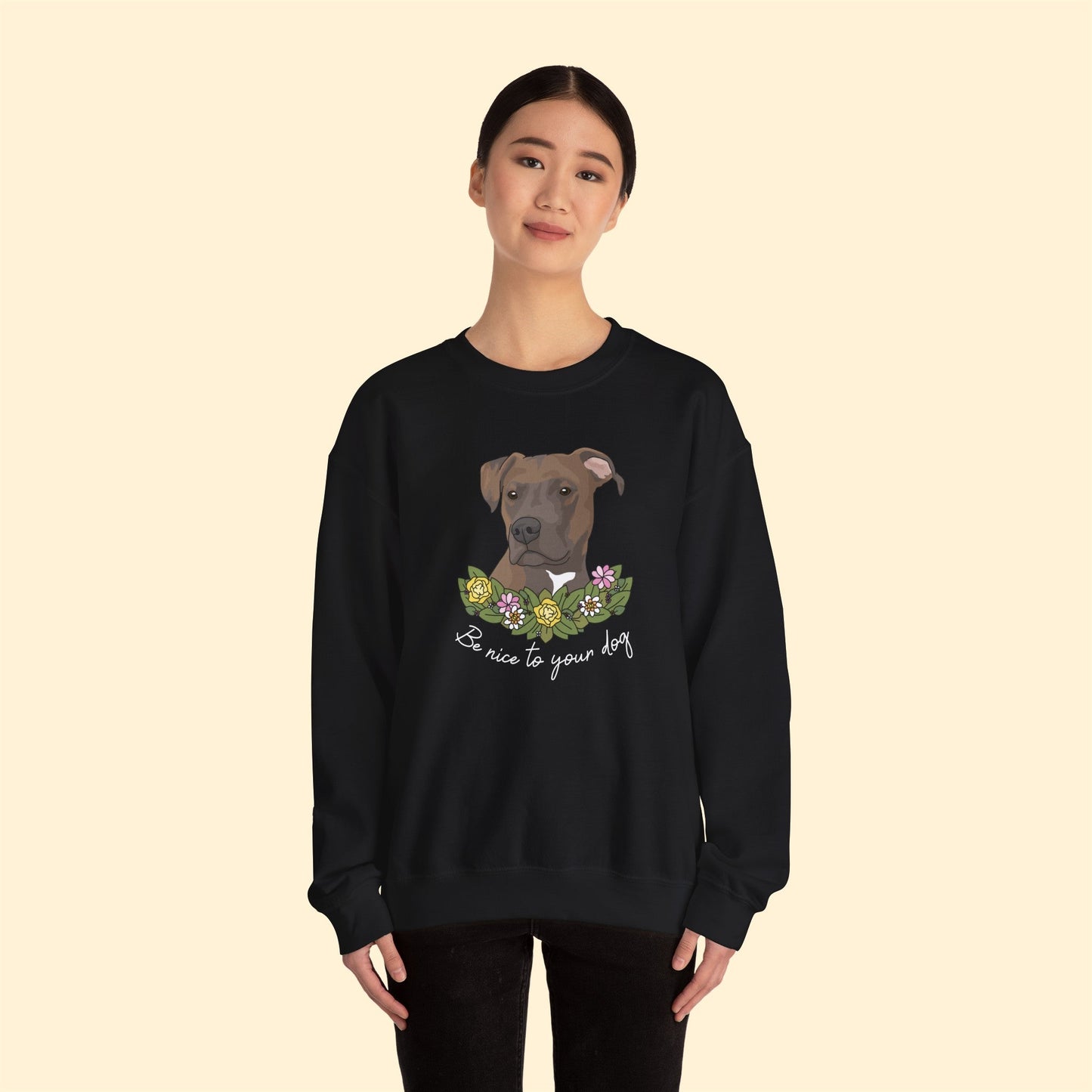 Be Nice to Your Dog | Crewneck Sweatshirt - Detezi Designs-53114851598401908963