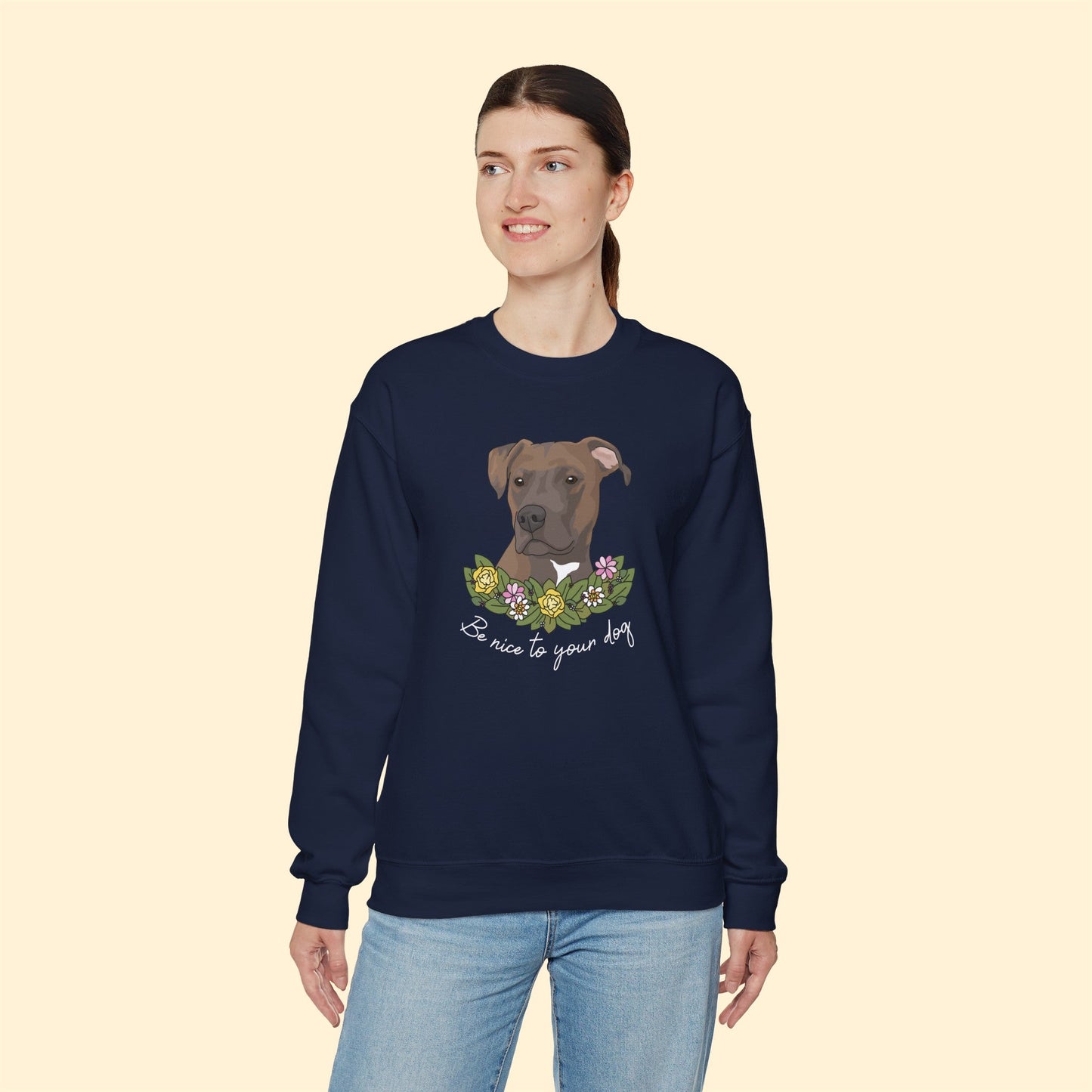 Be Nice to Your Dog | Crewneck Sweatshirt - Detezi Designs-53114851598401908963